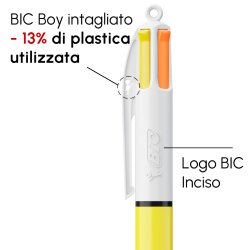 Penna a sfera Bic 4 Colori Sun gialla con stampa personalizzata