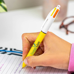 Penna a sfera Bic 4 Colori Sun gialla con stampa personalizzata