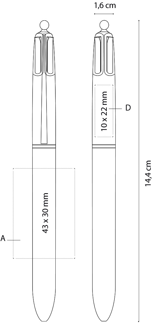 Dimensione e area stampa Penna a sfera BIc 4 colori