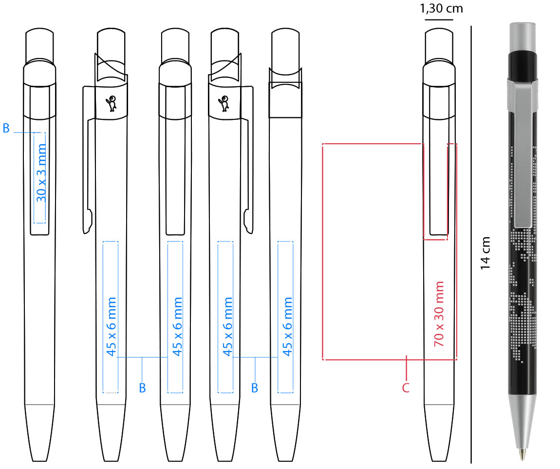 Esempio di stampa Laser su penna Bic Metal Pro Lucido